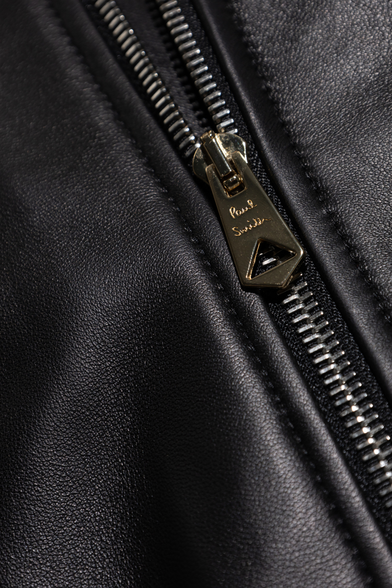 ジャケット・アウター Paul Smith Lamb Leather Down Jacket Paul Smith - Panelled Leather Jacket - Blue Paul Smith